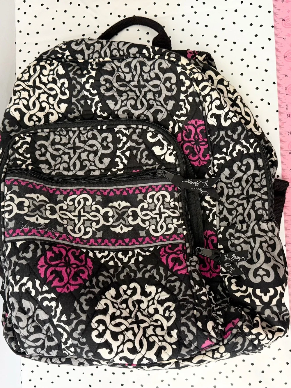 Vera Bradley Campus Backpack Canterberry Magenta Retired Quilted Laptop Bag